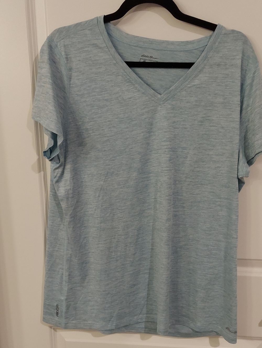 Eddie Bauer Women's Heathered Sky Blue V-Neck Tee